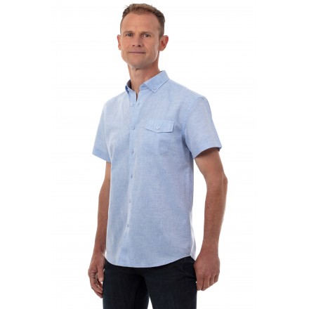 chemise homme a manches courtes en lin majoritaire gris chemise