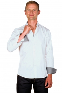 Ugholin - chemise homme - chemise unie - chemise blanche coton satin