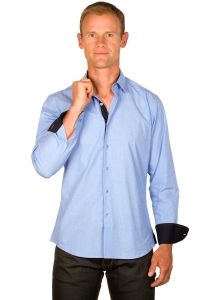Ugholin - chemise homme - chemise bicolore - chemise bleu chambray